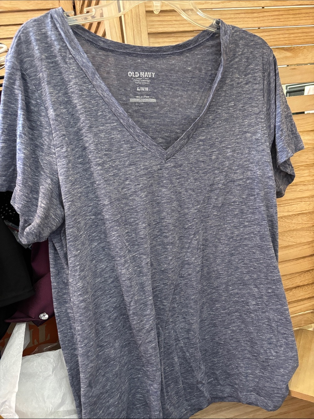 Old Navy Heathered Blue V-Neck Short Sleeve Tee XL